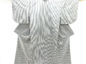 アンティーク　縞模様織り出し手織り紬着物